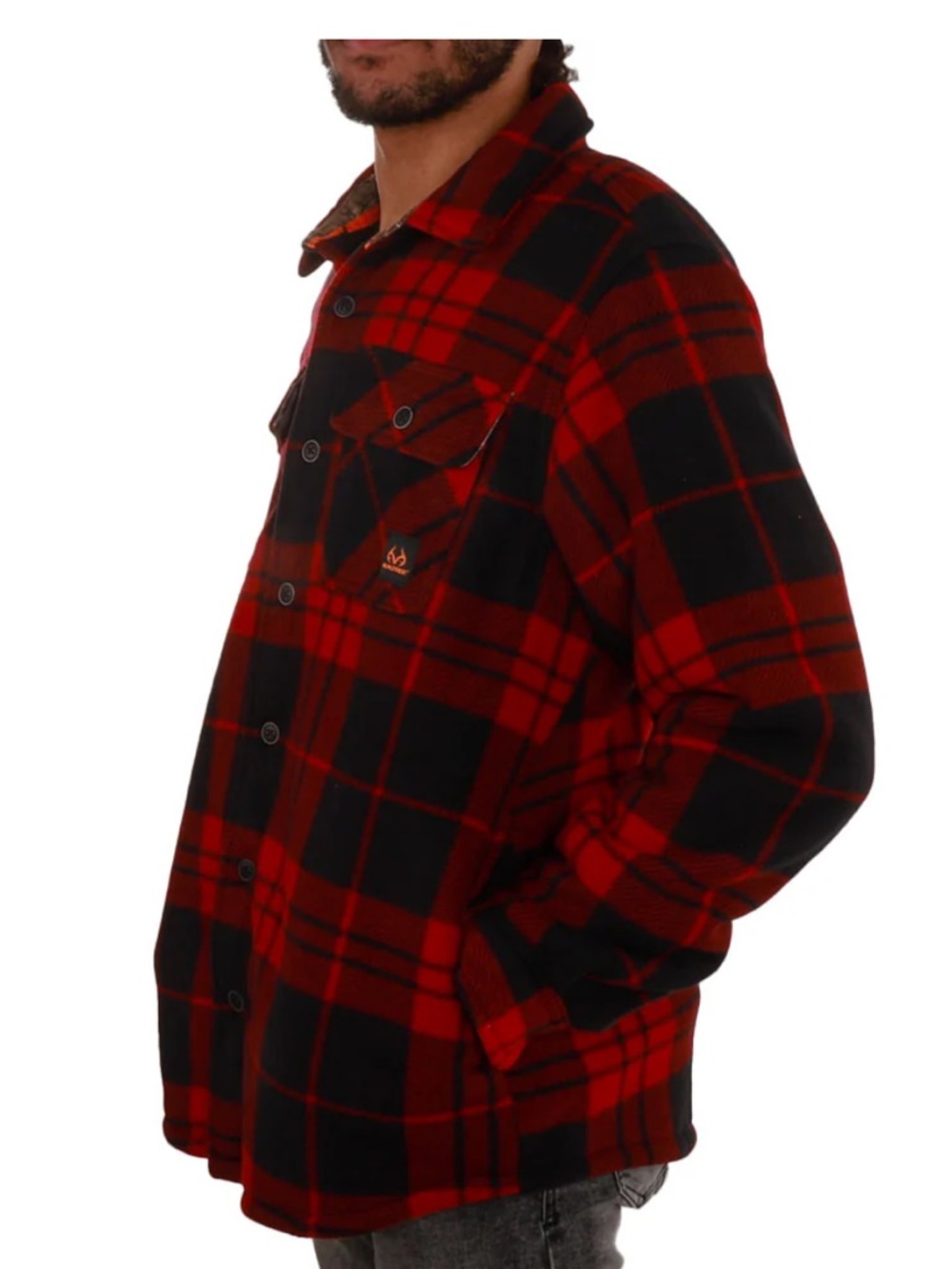 Realtree fleece lined Shacket - Buffalo Plaid - Red and Black - Medium